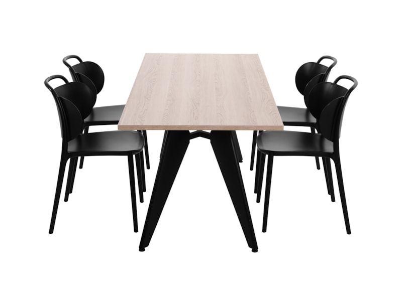 Cheak kantinetafel 200x100 cm Scandinavisch eiken met zwart frame, exclusief stoelen
