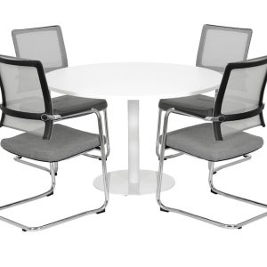 Raider ronde vergadertafel diameter 120 cm volledig wit, stoelen niet inbegrepen