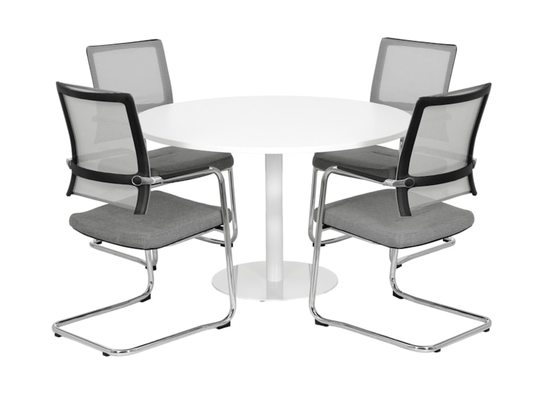 Raider ronde vergadertafel diameter 120 cm volledig wit, stoelen niet inbegrepen
