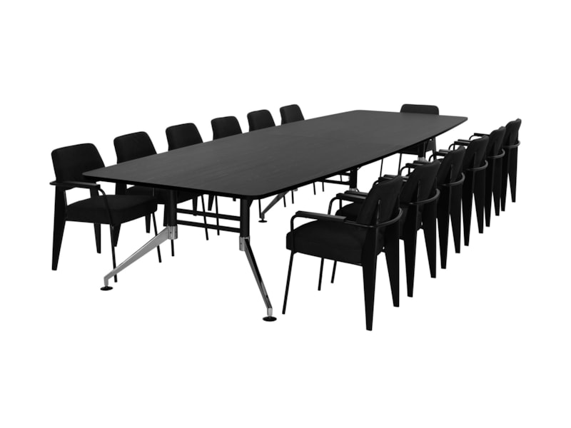 SIGN bootvormige vergadertafel 440x140 cm zwart met chroom voeten - Afbeelding 6