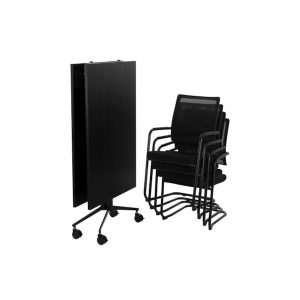 FOLD verrijdbare klaptafel 260x100 cm volledig zwart - Afbeelding 3