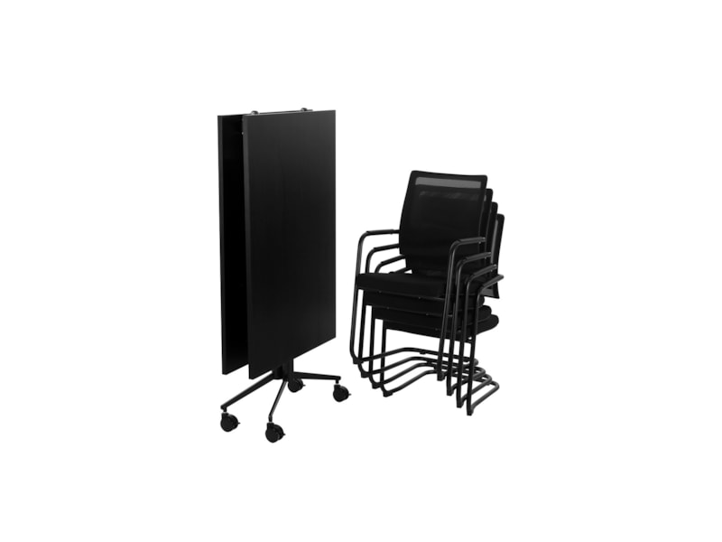 FOLD verrijdbare klaptafel 260x100 cm volledig zwart - Afbeelding 3