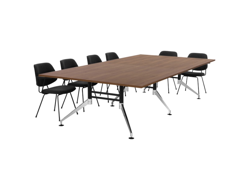 SIGN vergadertafel 320x160 cm cognac walnoten zwart chroom; stoelen niet inbegrepen