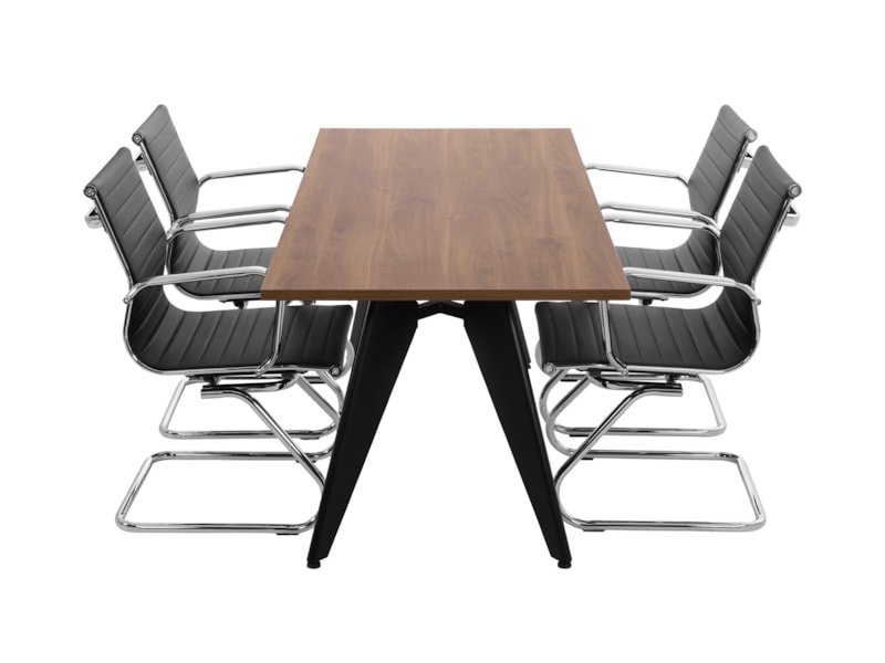 Cheak vergadertafel 200x80 cm cognac walnoten met zwart frame, exclusief stoelen