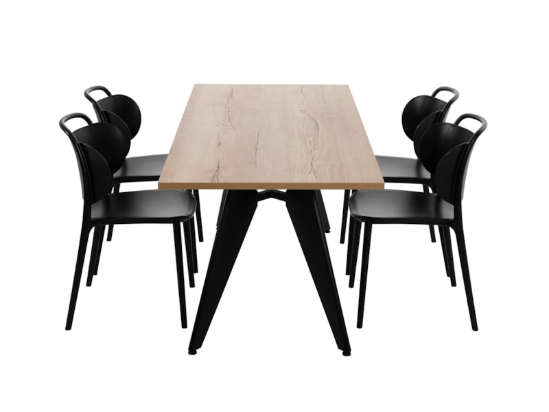 Cheak vergadertafel 200x80 cm eiken met zwart frame, exclusief stoelen