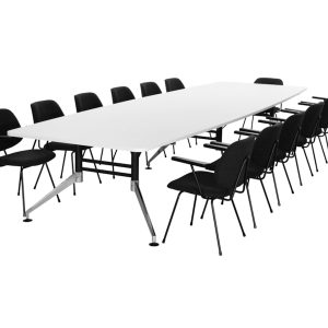 SIGN bootvormige vergadertafel 440x140 cm wit zwart chroom - Afbeelding 4