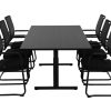 TUBE vergadertafel 200x80 cm volledig zwart, exclusief stoelen