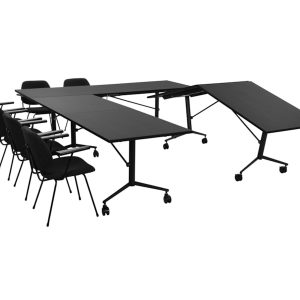 FOLD verrijdbare klaptafel 260x100 cm volledig zwart - Afbeelding 7