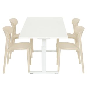 Volledig witte TUBE spreektafel 160 bij 80 cm, stoelen niet inbegrepen
