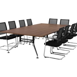 SIGN vergadertafel 320x160 cm cognac walnoten zwart chroom - Afbeelding 3