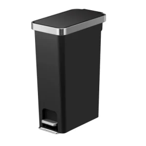 EKO Hana Slim pedaalemmer 40 liter zwart met RVS rand