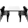 PRIME kantinetafel 160 bij 80 cm wit met zwart frame, stoelen ter illustratie