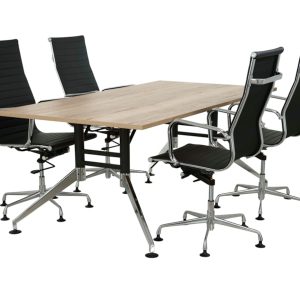 SIGN vergadertafel 200x100 cm eiken zwart chroom; afgebeelde stoelen niet inbegrepen