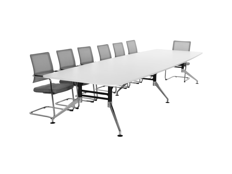 SIGN bootvormige vergadertafel 440x140 cm wit zwart chroom - Afbeelding 3