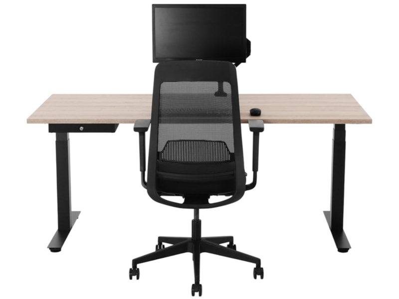 BURO01 elektrisch zit-sta bureau 160×80 cm eiken zwart