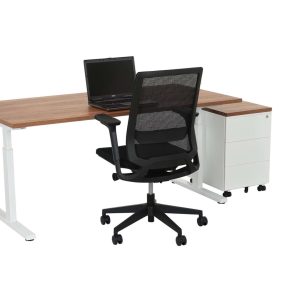 TUBE instelbaar bureau 200×80 cm cognac walnoten wit