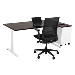 TUBE instelbaar bureau 200×80 cm donker sepia wit
