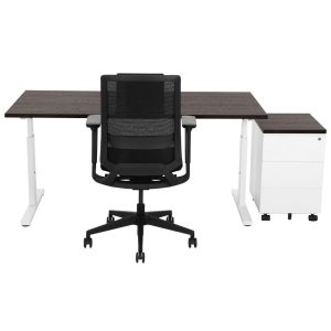 TUBE instelbaar bureau 200×80 cm donker sepia wit - Afbeelding 2