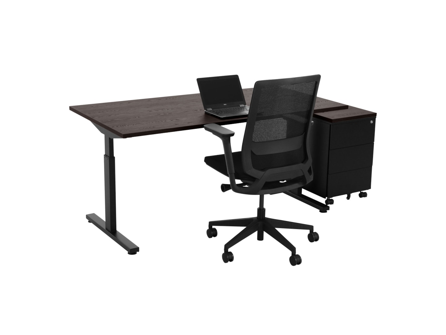 TUBE instelbaar bureau 180×80 cm donker sepia zwart