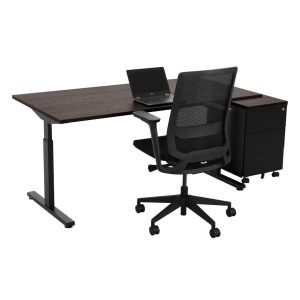 TUBE instelbaar bureau 200×100 cm donker sepia zwart