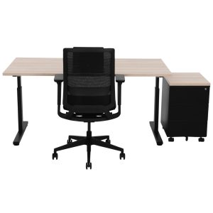 TUBE instelbaar bureau 200×100 cm Scandinavisch eiken zwart