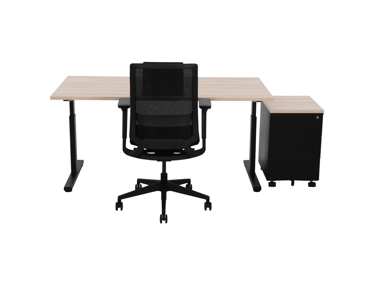 TUBE instelbaar bureau 180×80 cm Scandinavisch eiken zwart