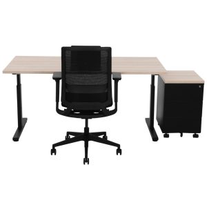 TUBE instelbaar bureau 140×80 cm Scandinavisch eiken zwart