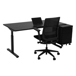 TUBE instelbaar bureau 180×80 cm volledig zwart