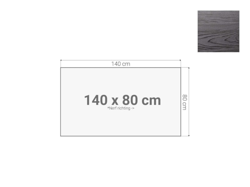 Los bureaublad 140×80 cm zwart
