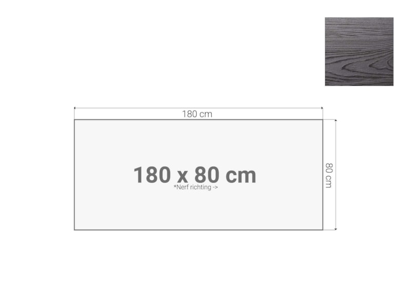 Los bureaublad 180×80 cm zwart