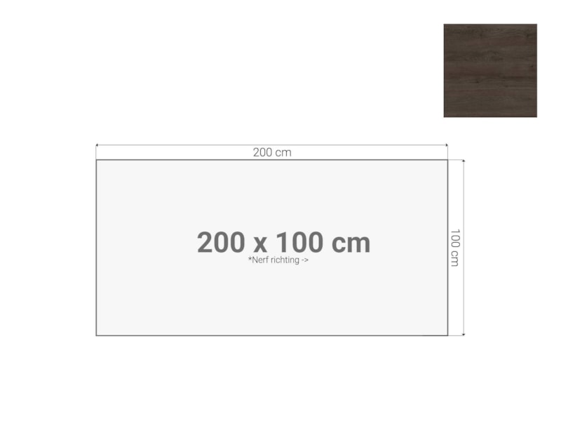 Los tafelblad 200×100 cm donker sepia
