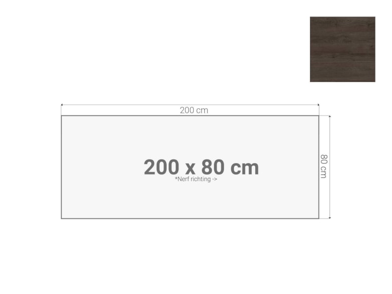Los bureaublad 200×80 cm donker sepia