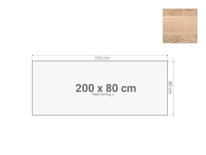Los bureaublad 200×80 cm scandinavisch eiken