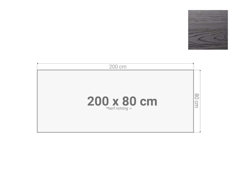 Los bureaublad 200×80 cm zwart