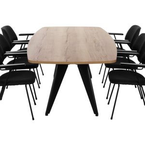 Cheak vergadertafel 220×110 cm eiken zwart
