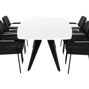 Cheak vergadertafel 220×110 cm wit zwart