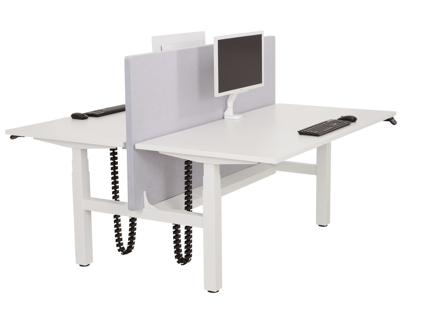 YOUP07 elektrisch zit-sta duobureau 2×200×80 cm volledig wit