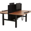 YOUP07 elektrisch zit-sta duobureau 2×160×80 cm cognac walnoten zwart