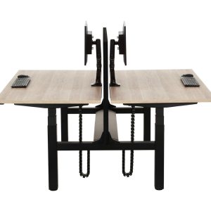 YOUP07 elektrisch zit-sta duobureau 2×200×80 cm scandinavisch eiken zwart