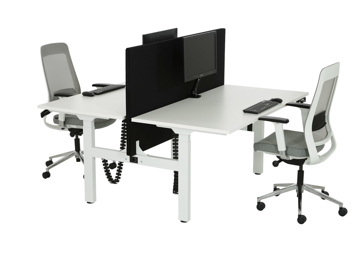 BASE06 slingerduobureau 2×160×80 cm volledig wit