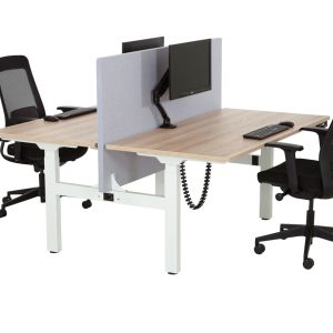 BASE06 slingerduobureau 2×120×80 cm scandinavisch eiken wit