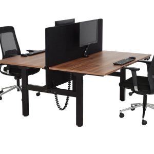BASE06 slingerduobureau 2×160×80 cm cognac walnoten zwart
