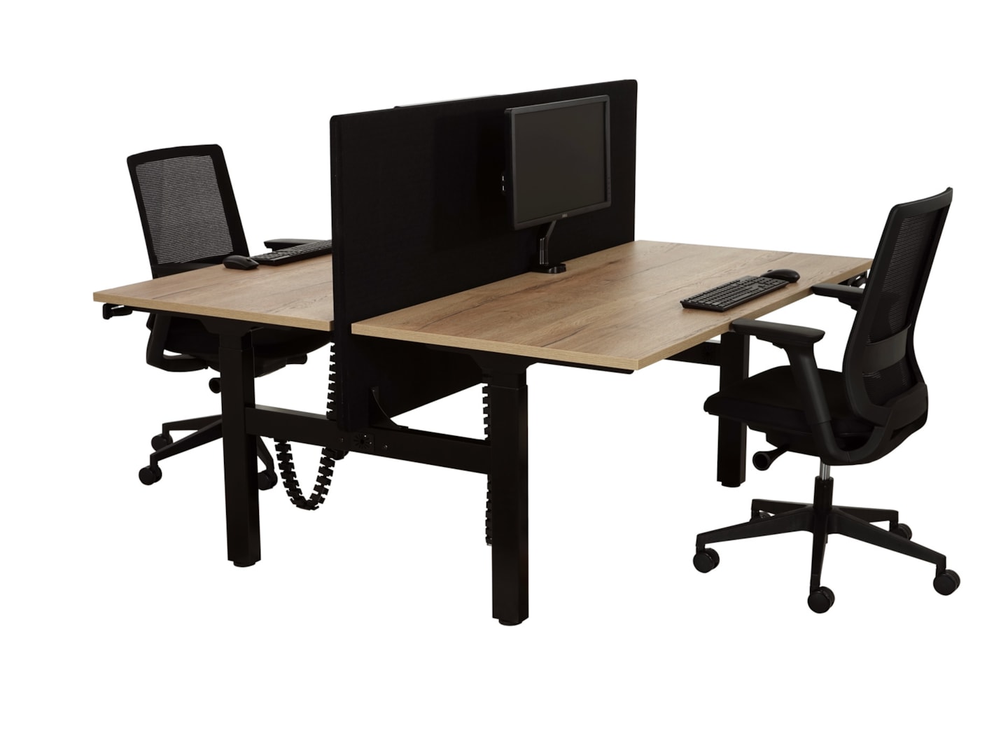 BASE06 slingerduobureau 2×180×80 cm eiken zwart