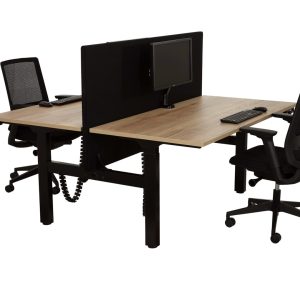 BASE06 slingerduobureau 2×140×80 cm eiken zwart