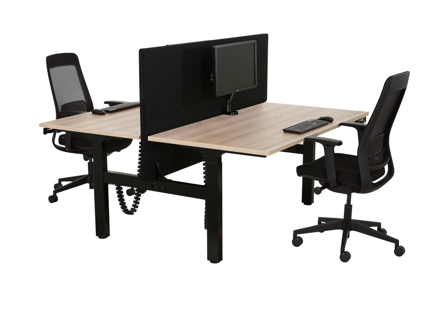 BASE06 slingerduobureau 2×180×80 cm scandinavisch eiken zwart