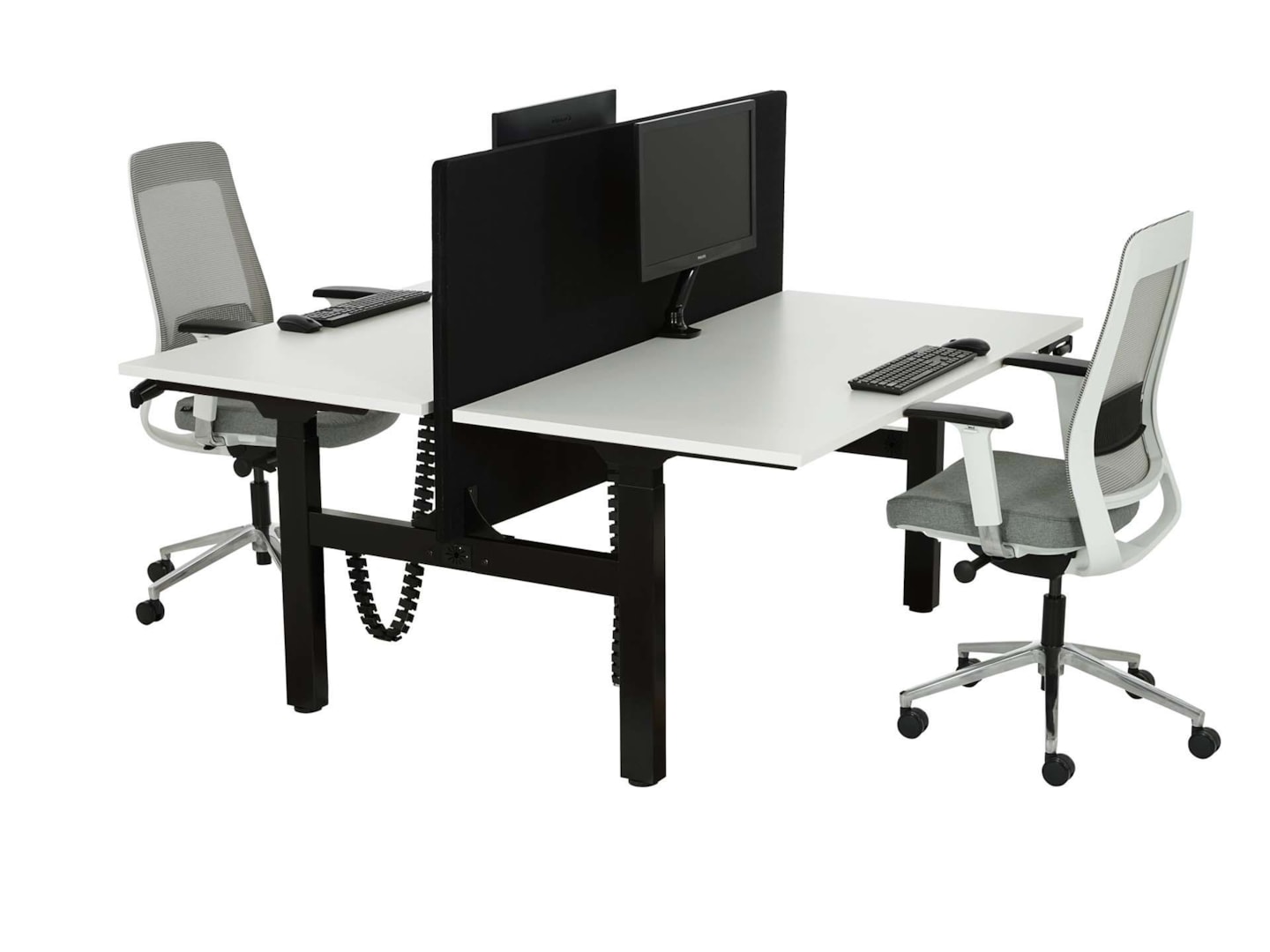 BASE06 slingerduobureau 2×120×80 cm wit zwart