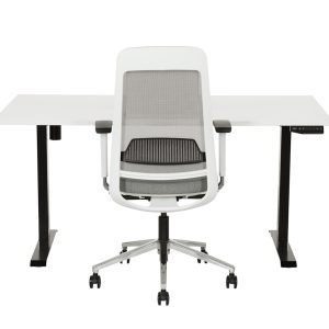 BASE01 elektrisch zit-sta bureau 140×70 cm wit zwart