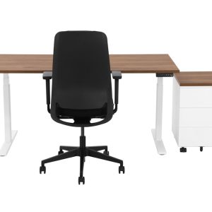 YOUP02 elektrisch zit-sta bureau 160×80 cm cognac walnoten wit – 150 kg