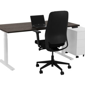 YOUP02 elektrisch zit-sta bureau 140×80 cm donker sepia wit – 150 kg