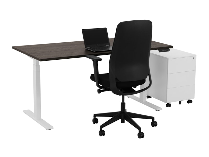 YOUP02 elektrisch zit-sta bureau 180×80 cm donker sepia wit – 150 kg